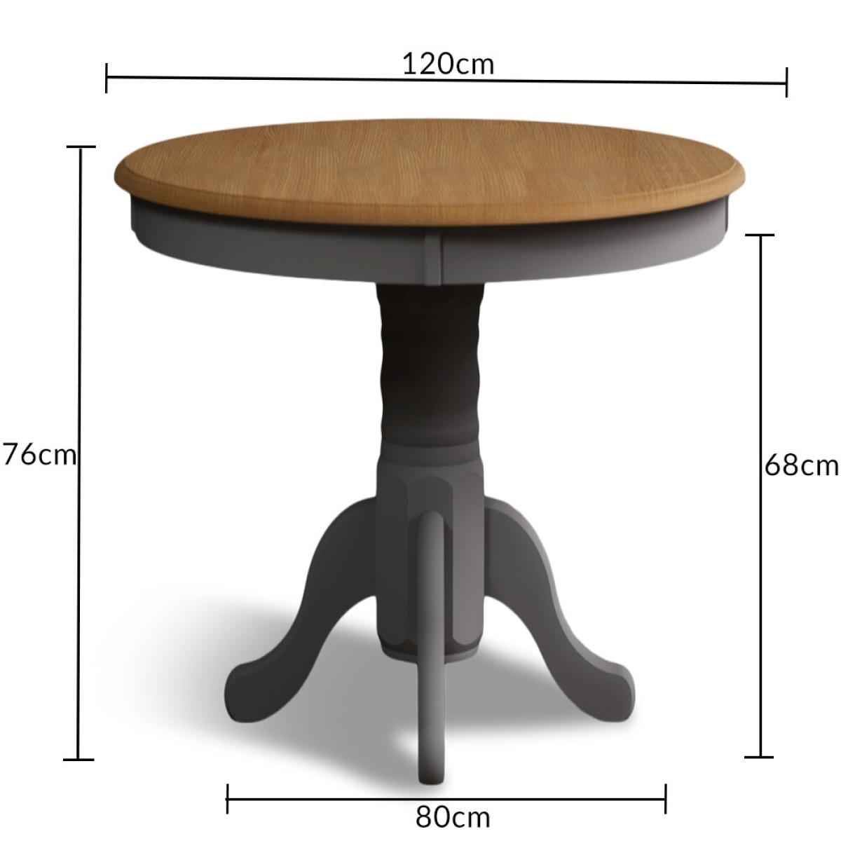 Hertford 120cm Oak and Mid Grey Painted Round Pedestal Table with 4 Brown Hertford Chairs – image 14