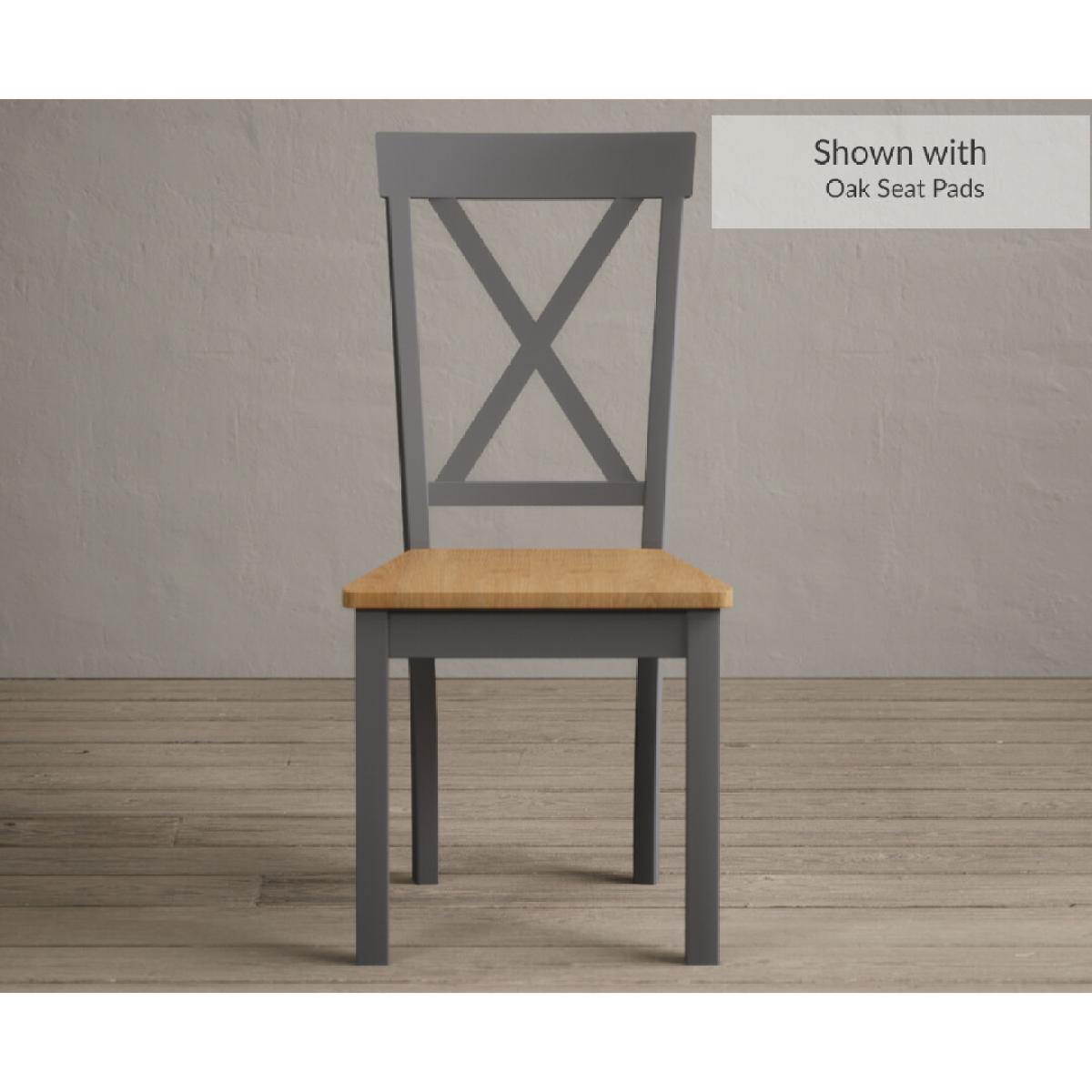 Hertford 120cm Oak and Mid Grey Painted Round Pedestal Table with 4 Brown Hertford Chairs – image 3