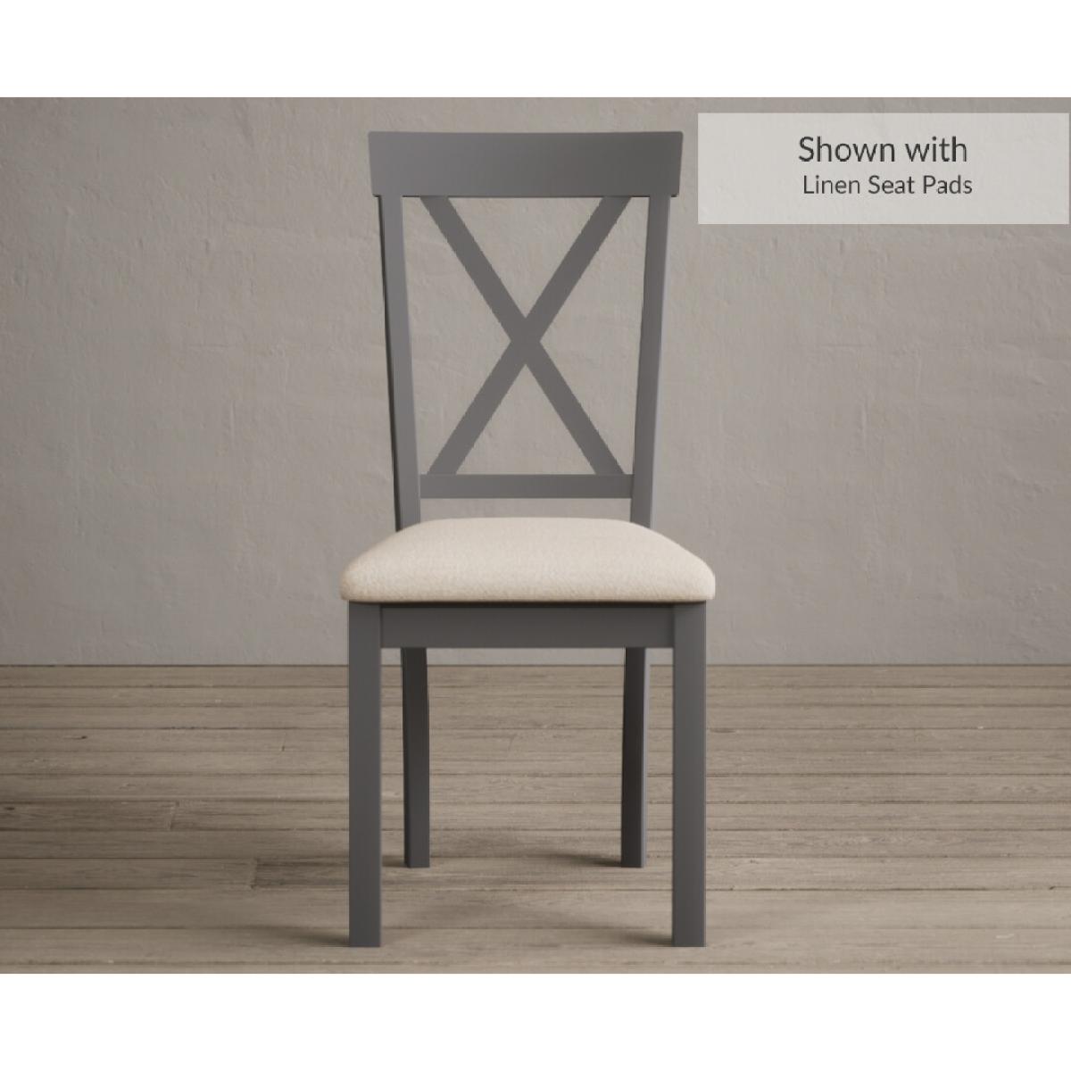 Hertford 120cm Oak and Mid Grey Painted Round Pedestal Table with 4 Brown Hertford Chairs – image 4