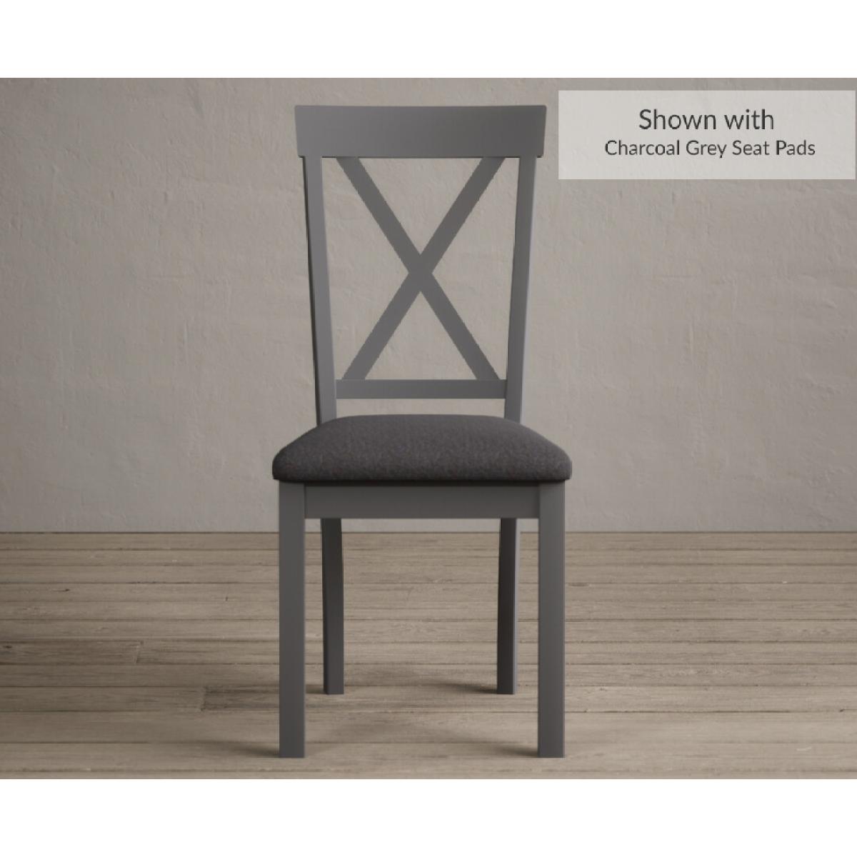 Hertford 120cm Oak and Mid Grey Painted Round Pedestal Table with 4 Brown Hertford Chairs – image 6