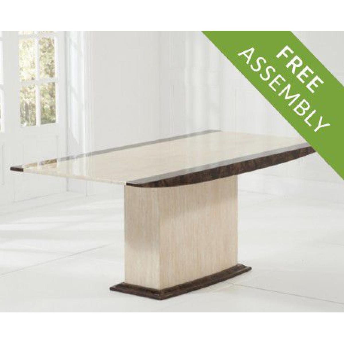 Assisi 180cm Cream Pedestal Marble Dining Table With 4 Brown Novara Chairs – image 13
