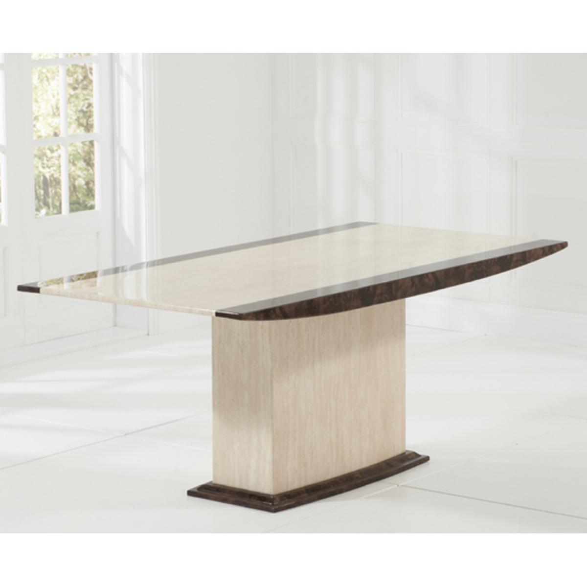 Assisi 180cm Cream Pedestal Marble Dining Table With 4 Brown Novara Chairs – image 14
