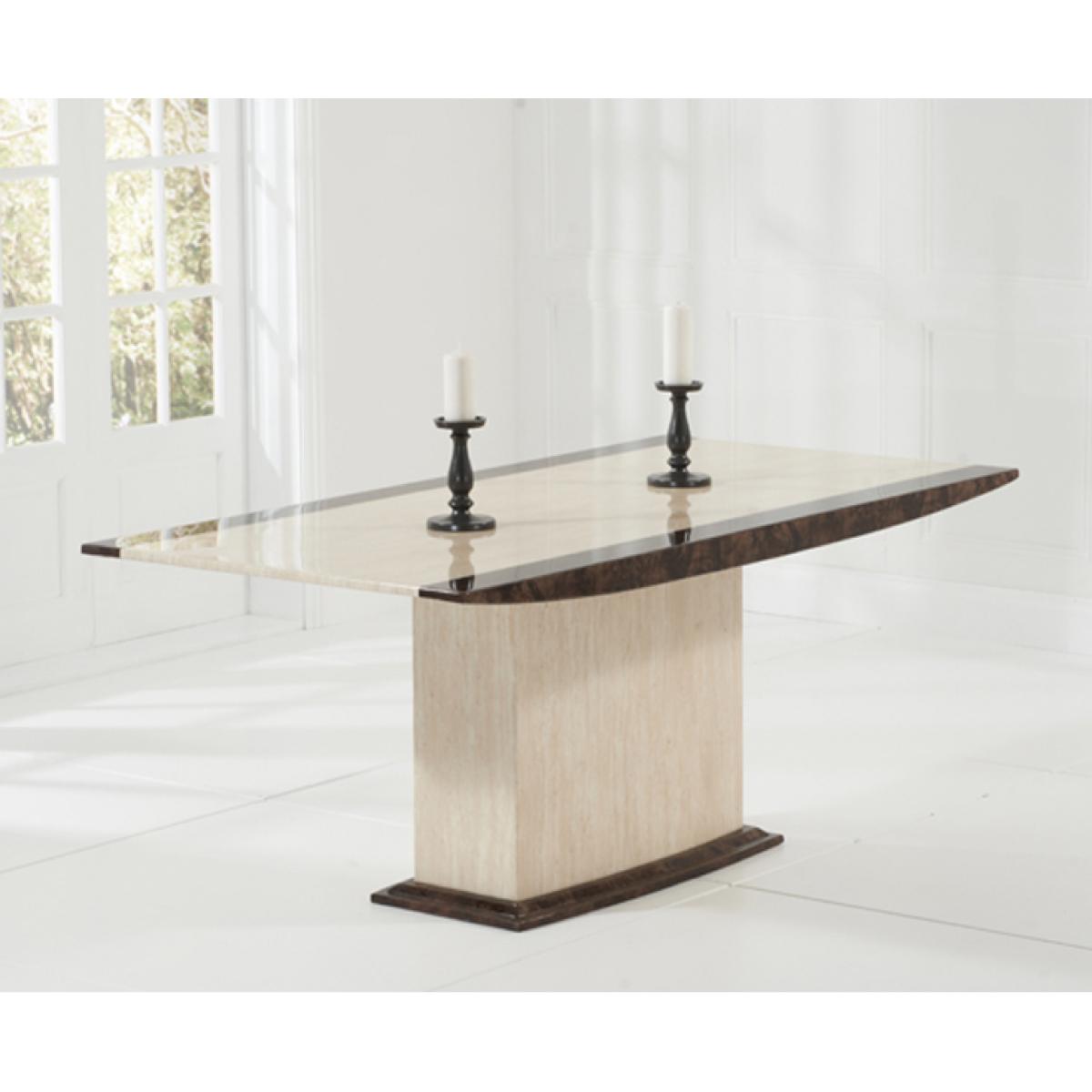 Assisi 180cm Cream Pedestal Marble Dining Table With 4 Brown Novara Chairs – image 15