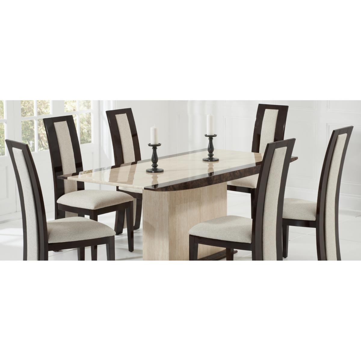 Assisi 180cm Cream Pedestal Marble Dining Table With 4 Brown Novara Chairs – image 17