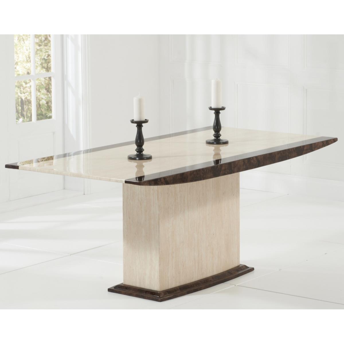Assisi 180cm Cream Pedestal Marble Dining Table With 4 Brown Novara Chairs – image 3