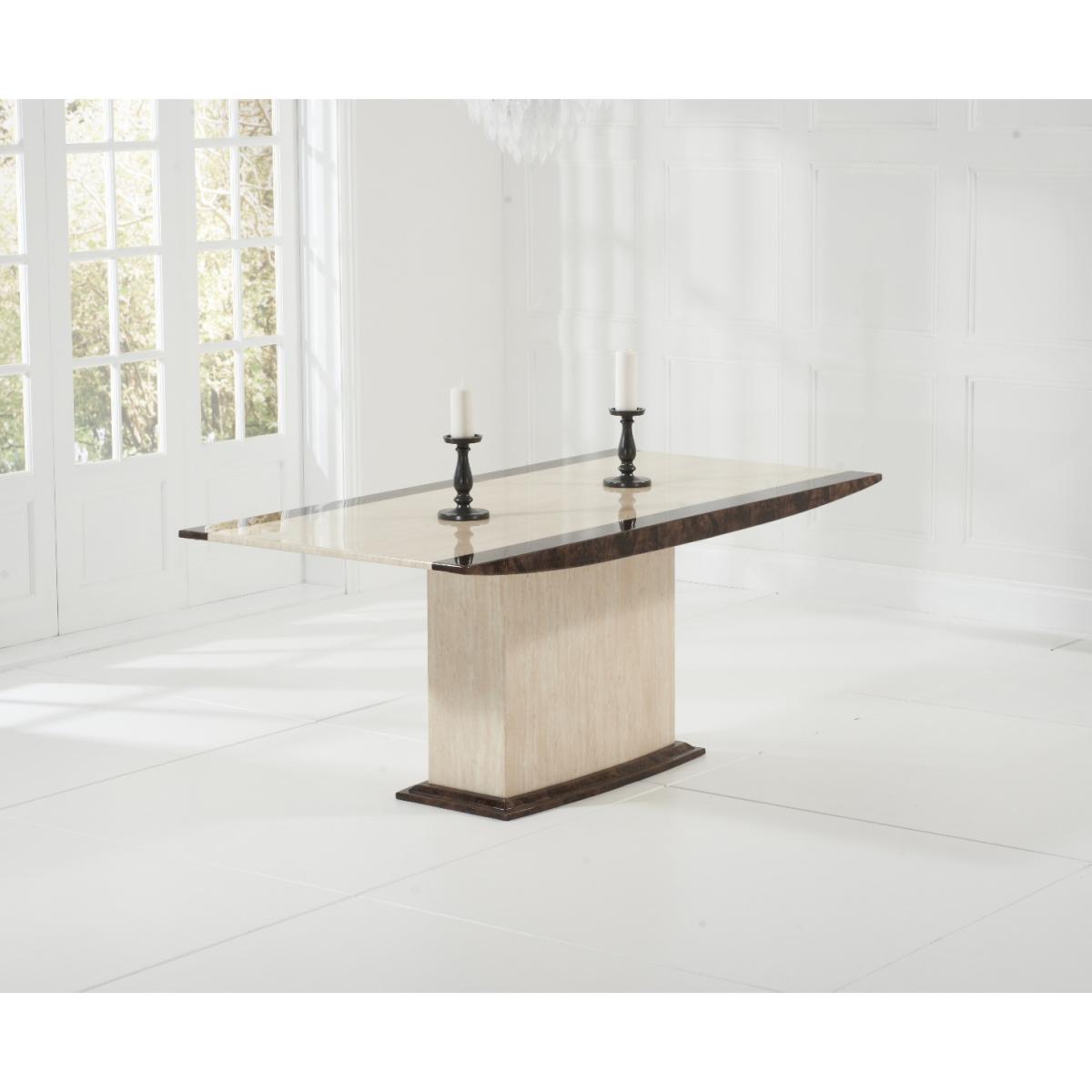 Assisi 180cm Cream Pedestal Marble Dining Table With 4 Brown Novara Chairs – image 4