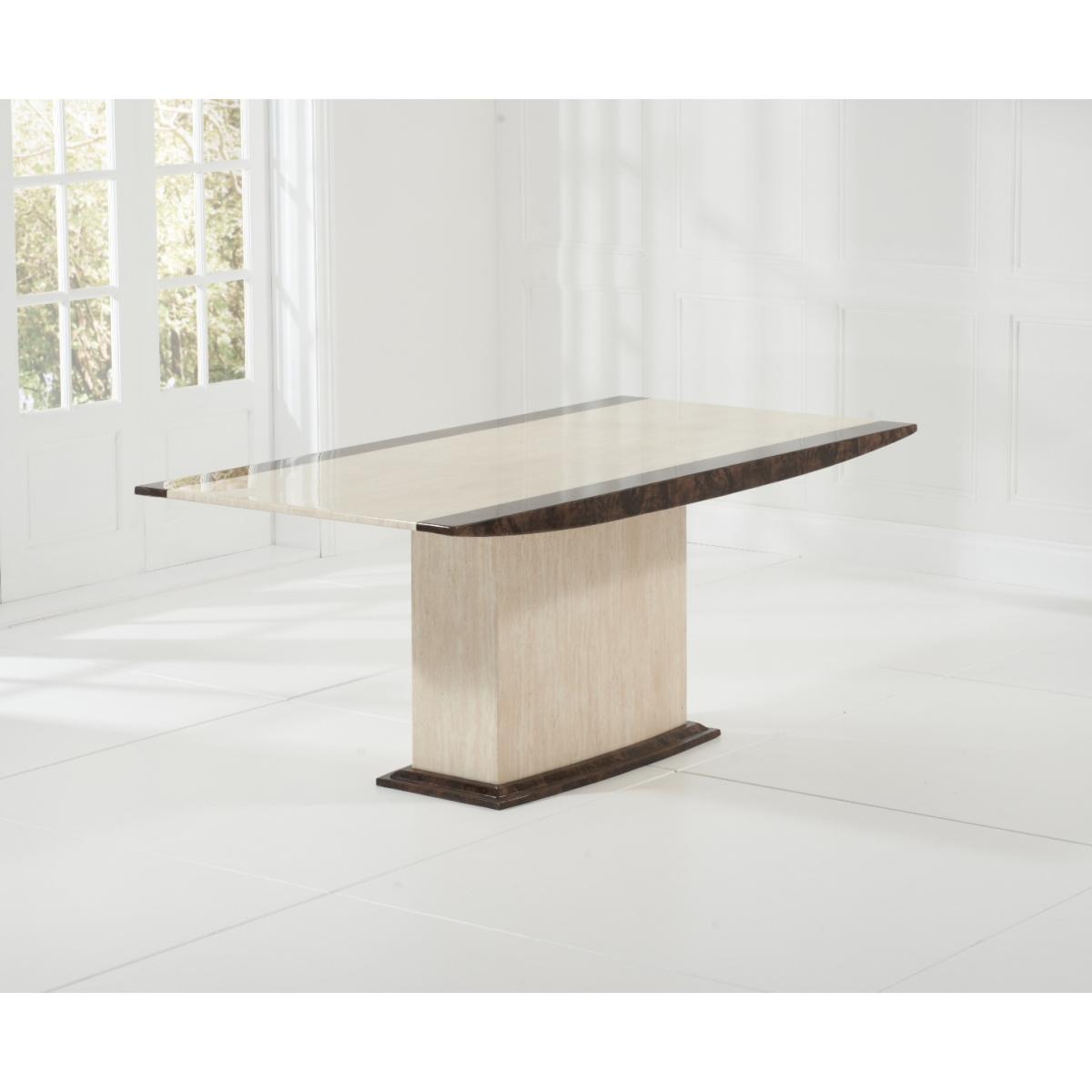 Assisi 180cm Cream Pedestal Marble Dining Table With 4 Brown Novara Chairs – image 5