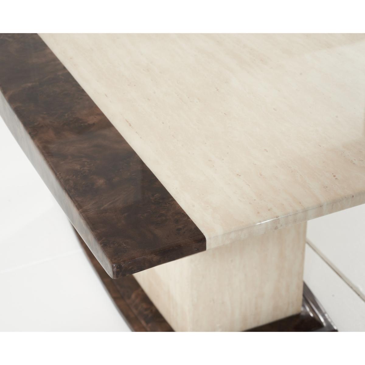 Assisi 180cm Cream Pedestal Marble Dining Table With 4 Brown Novara Chairs – image 6