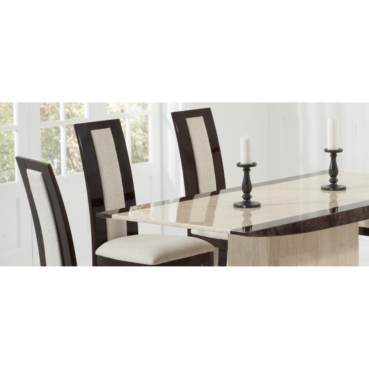 Assisi 180cm Cream Pedestal Marble Dining Table With 4 Brown Novara Chairs – image 10