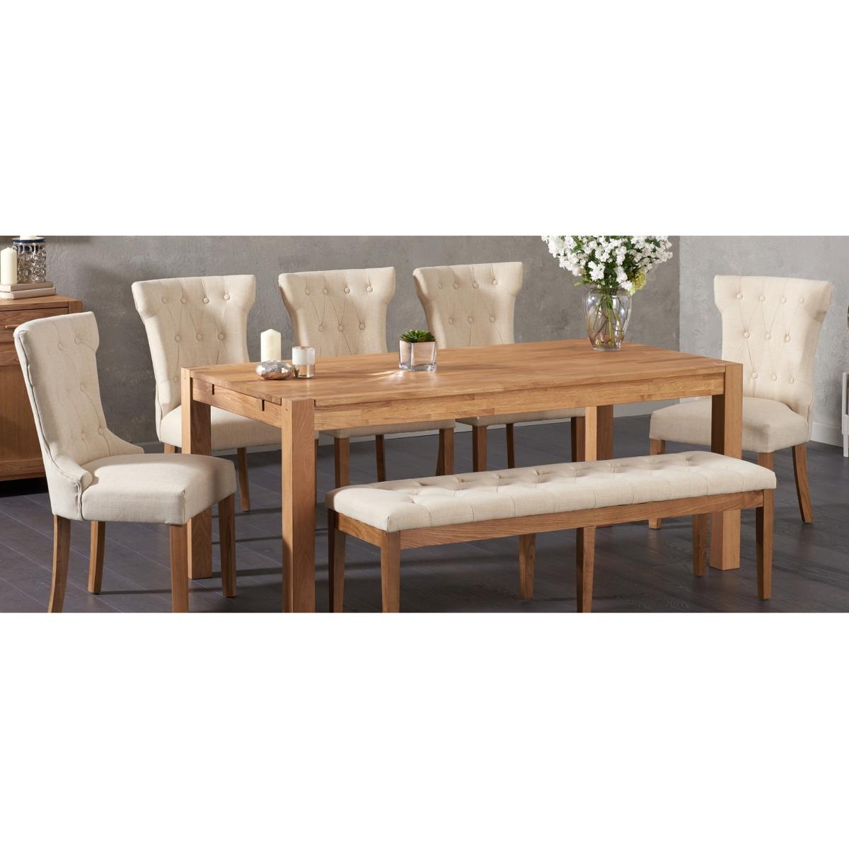 Verona 150cm Oak Dining Table with 6 Natural Isabella Chairs – image 14
