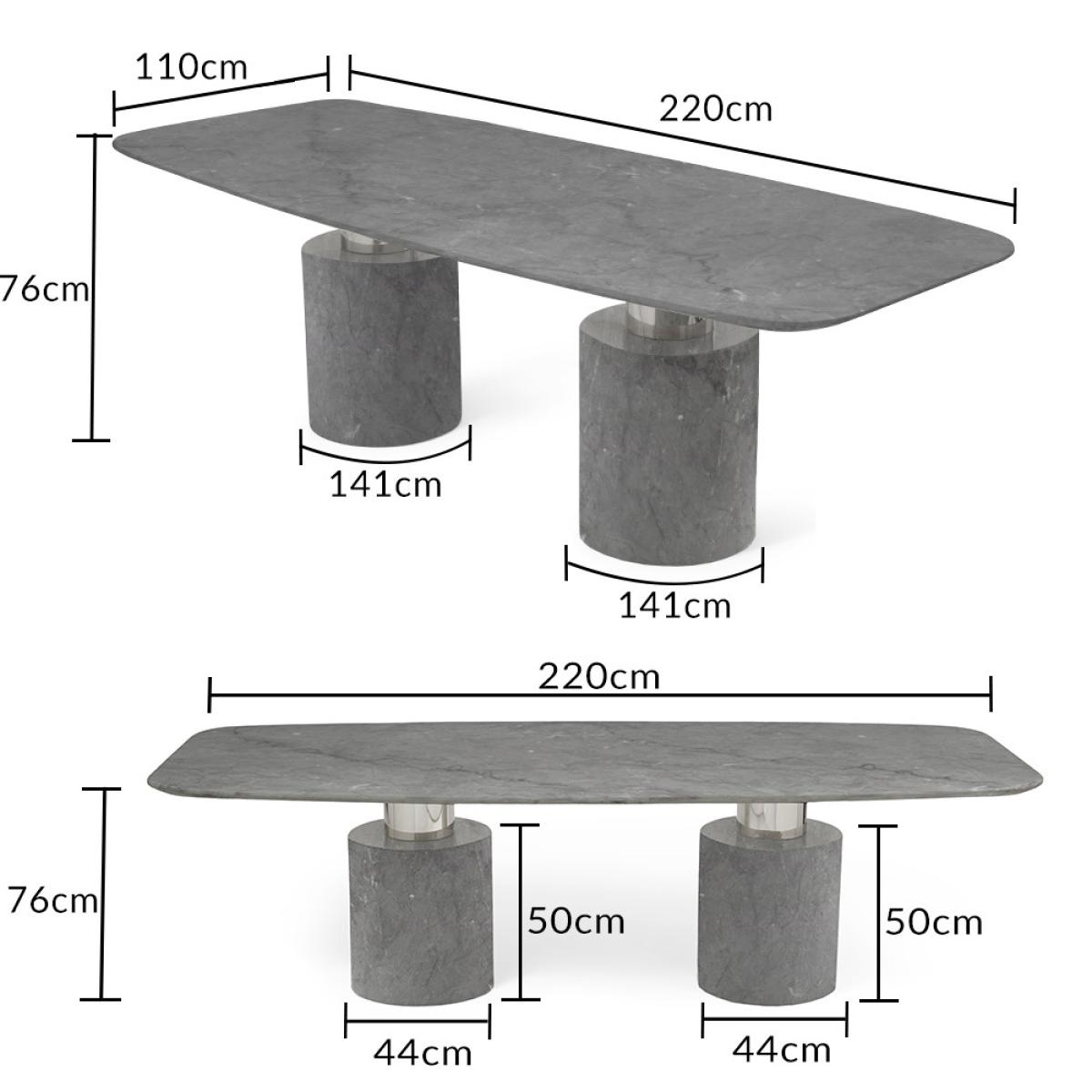 Antonio 220cm Grey Marble Table With 8 Grey Sienna Velvet Chairs – image 14