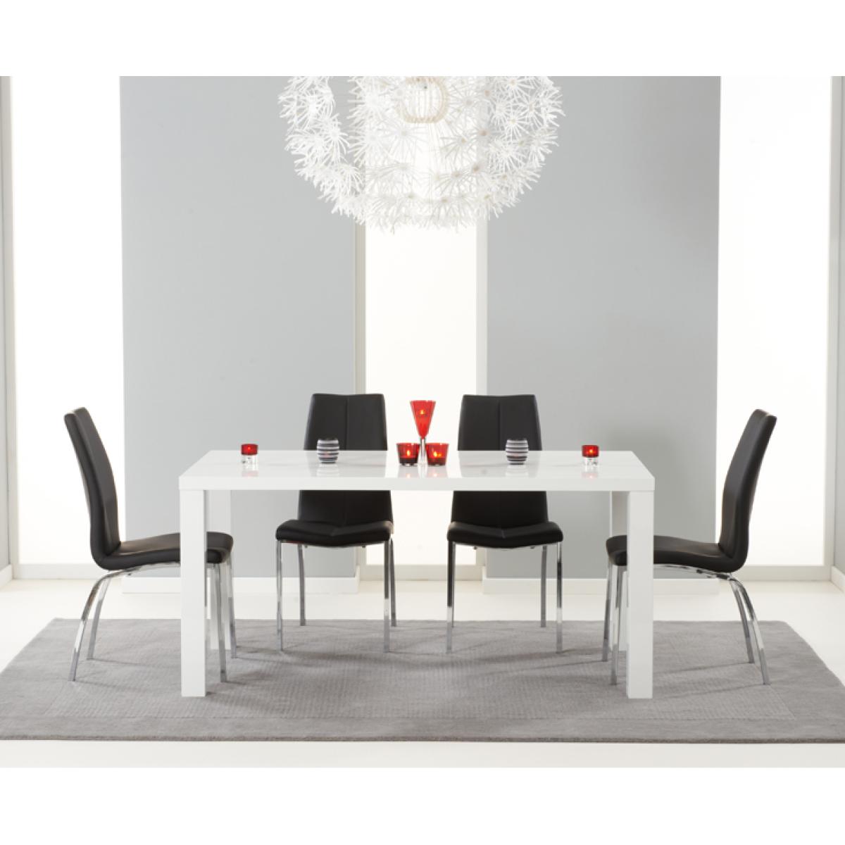 Atlanta 160cm White High Gloss Dining Table With 4 Ivory White Cavello Chairs – image 3