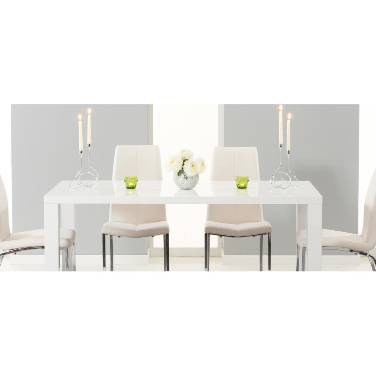 Atlanta 160cm White High Gloss Dining Table With 4 Ivory White Cavello Chairs – image 9