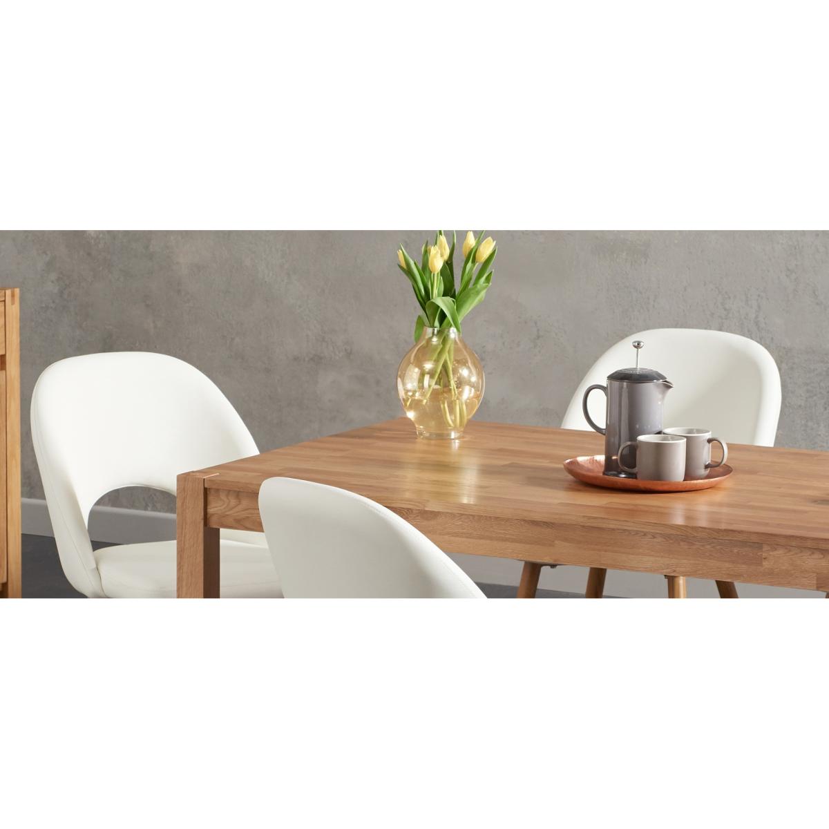 Oxford 120cm Solid Oak Dining Table With 6 Grey Hudson Faux Leather Chairs – image 5