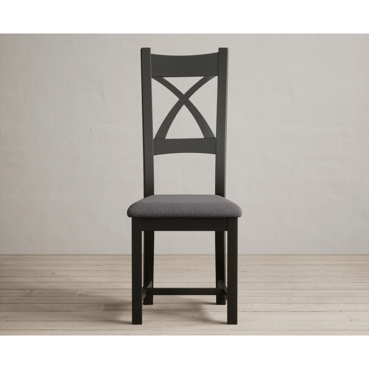 Hertford 120cm Fixed Top Oak and Black Painted Dining Table with 6 Charcoal Grey Painted Chairs – image 6