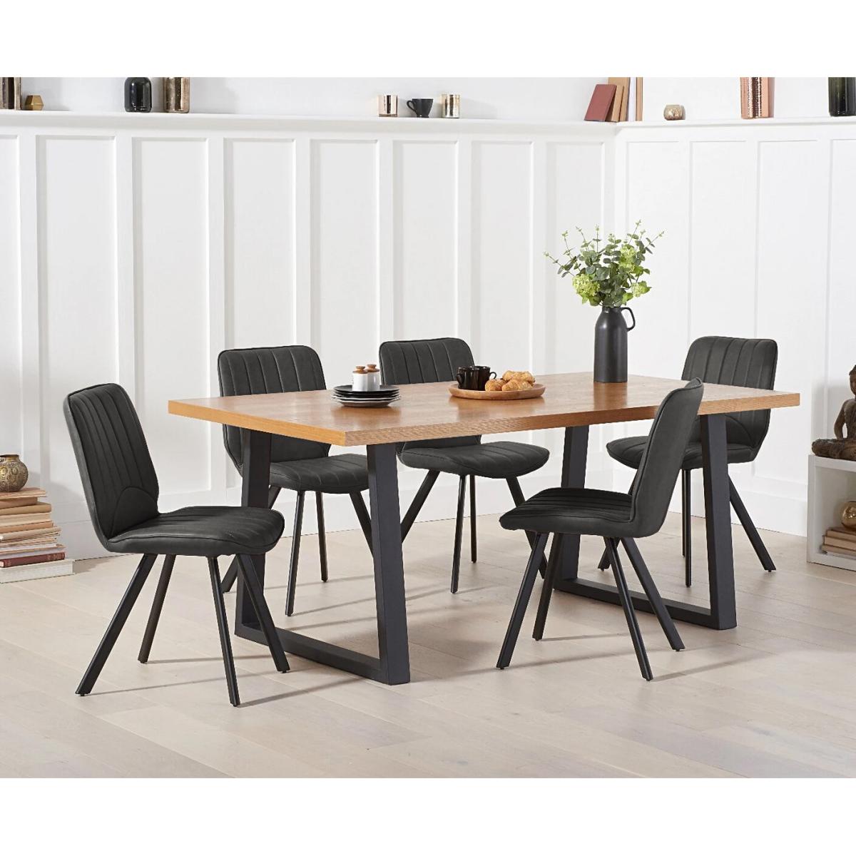 Urban 180cm Ash and Veneer Industrial Dining Table with 8 Grey Hendrick Chairs – image 2