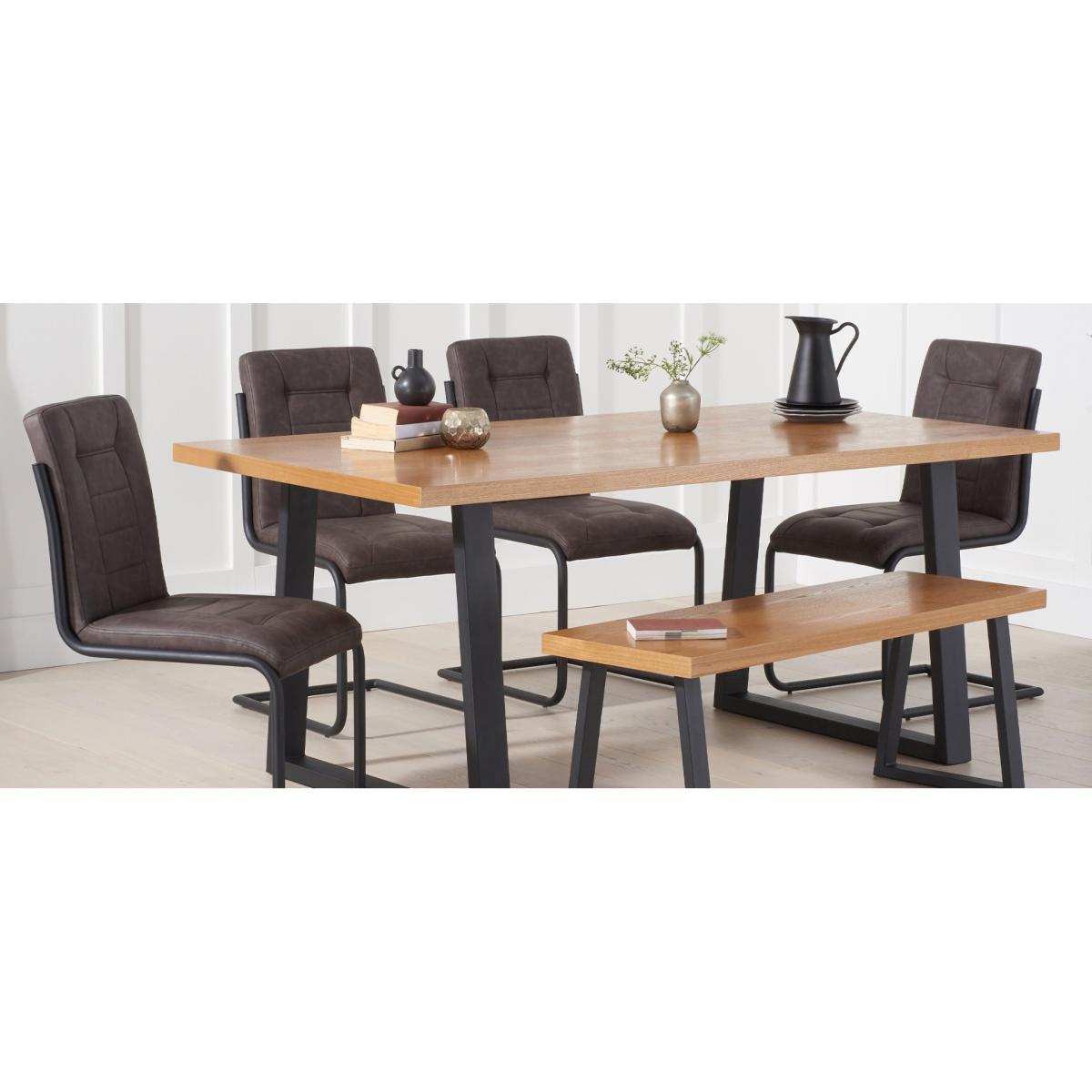 Urban 180cm Ash and Veneer Industrial Dining Table with 8 Grey Hendrick Chairs – image 17
