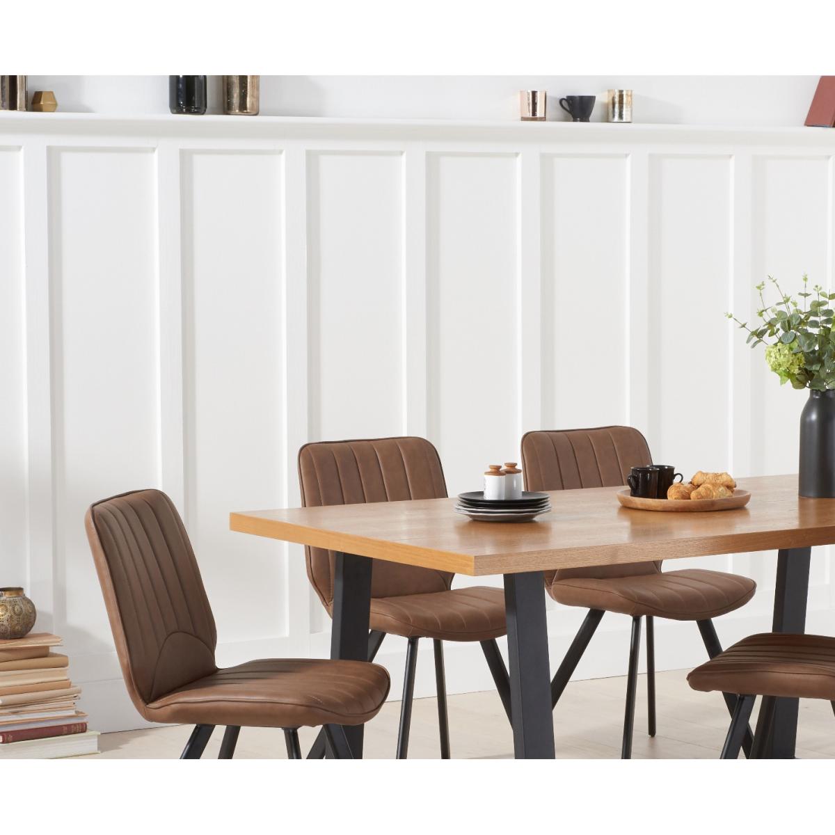 Urban 180cm Ash and Veneer Industrial Dining Table with 8 Grey Hendrick Chairs – image 3