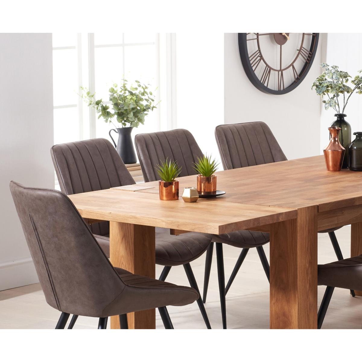 Sheringham 200cm Solid Oak Dining Table with 10 Mink Brody Chairs with Sheringham Oak Extensions – image 2