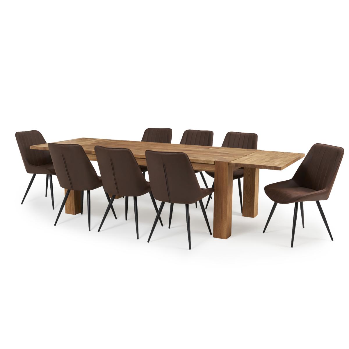 Sheringham 200cm Solid Oak Dining Table with 10 Mink Brody Chairs with Sheringham Oak Extensions – image 11