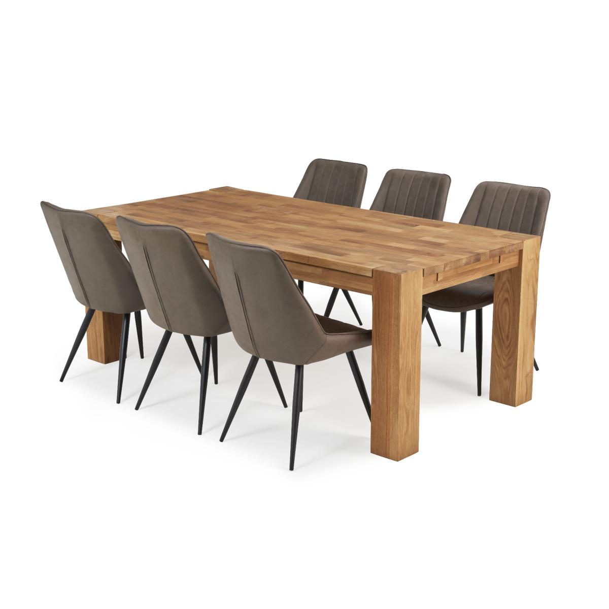 Sheringham 200cm Solid Oak Dining Table with 10 Mink Brody Chairs with Sheringham Oak Extensions – image 12