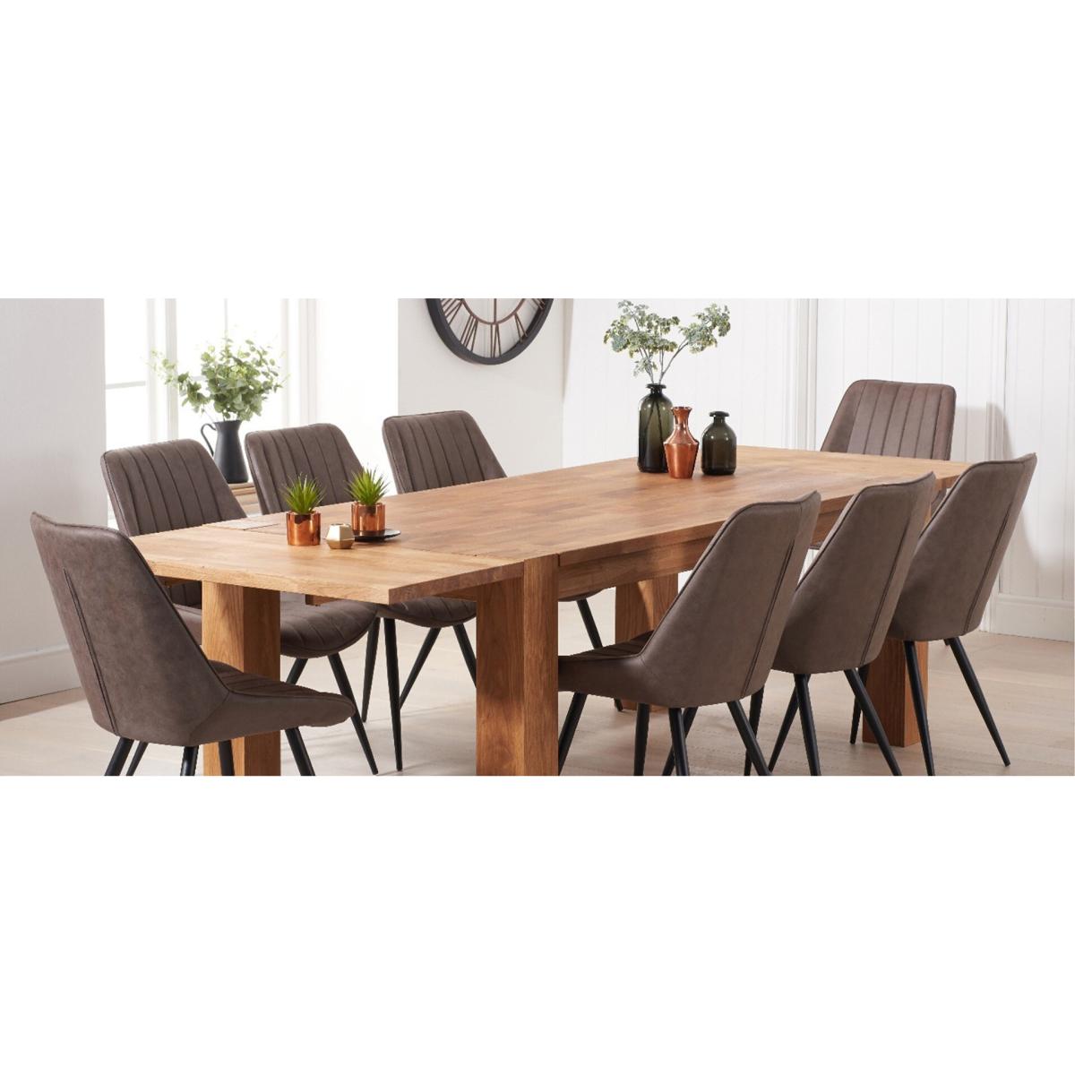 Sheringham 200cm Solid Oak Dining Table with 10 Mink Brody Chairs with Sheringham Oak Extensions – image 16