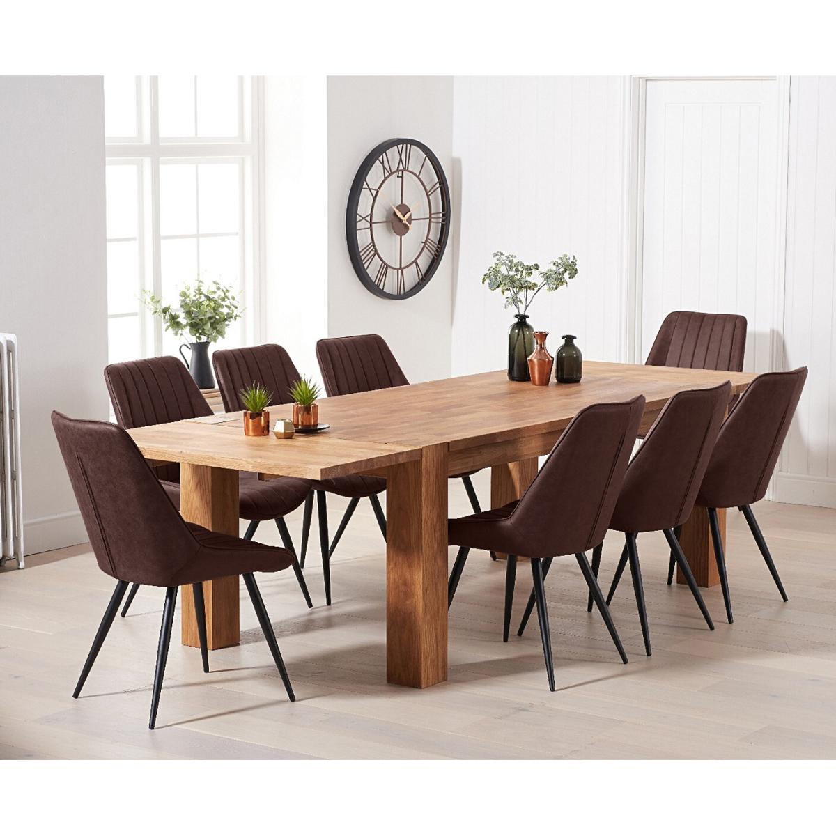 Sheringham 200cm Solid Oak Dining Table with 10 Mink Brody Chairs with Sheringham Oak Extensions – image 3