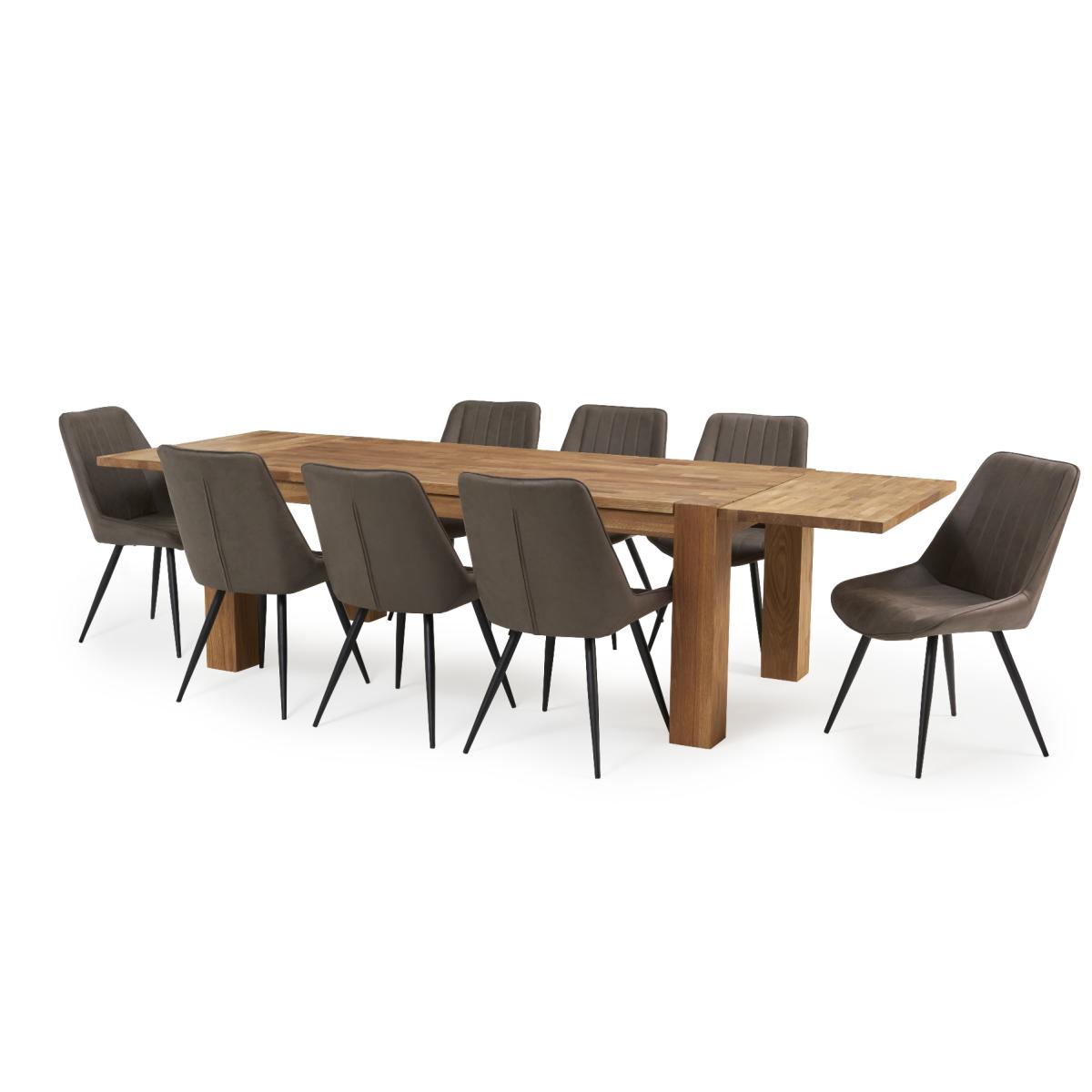 Sheringham 200cm Solid Oak Dining Table with 10 Mink Brody Chairs with Sheringham Oak Extensions – image 10