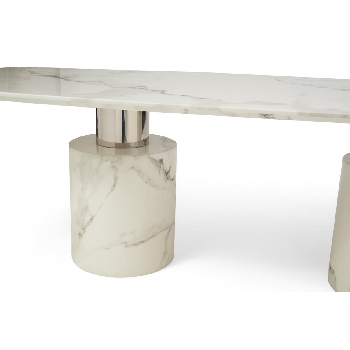 Antonio 220cm White Marble Table With 10 Grey Lorenzo Chairs – image 7