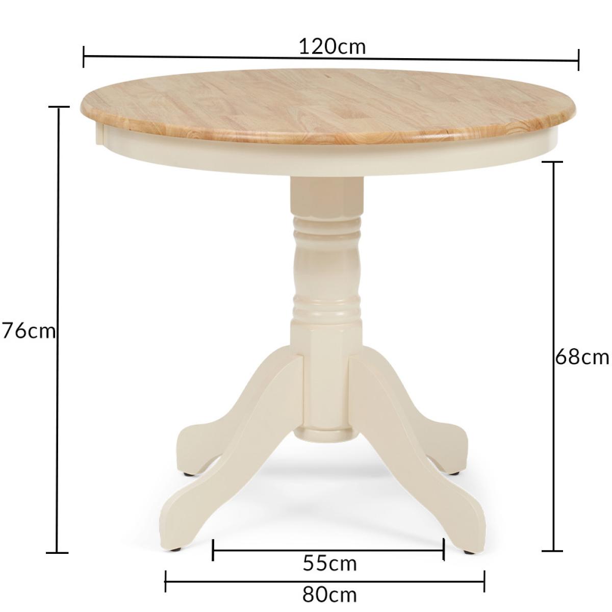 Epsom 120cm Cream Painted Round Pedestal Table With 6 Cream Clara Fabric Chairs – image 12