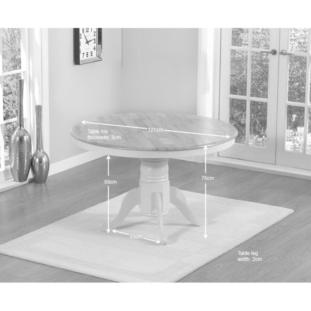 Epsom 120cm Cream Painted Round Pedestal Table With 6 Cream Clara Fabric Chairs – image 9