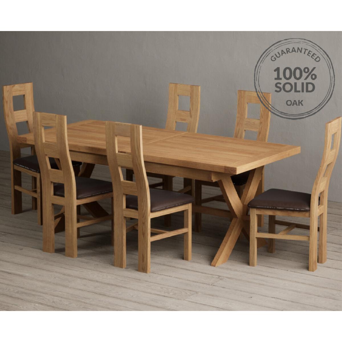 Extending Buckley 200cm Solid Oak Dining Table with 10 Linen Natural Chairs – image 2