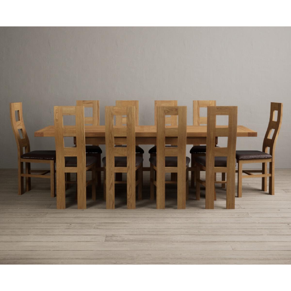 Extending Buckley 200cm Solid Oak Dining Table with 10 Linen Natural Chairs – image 11