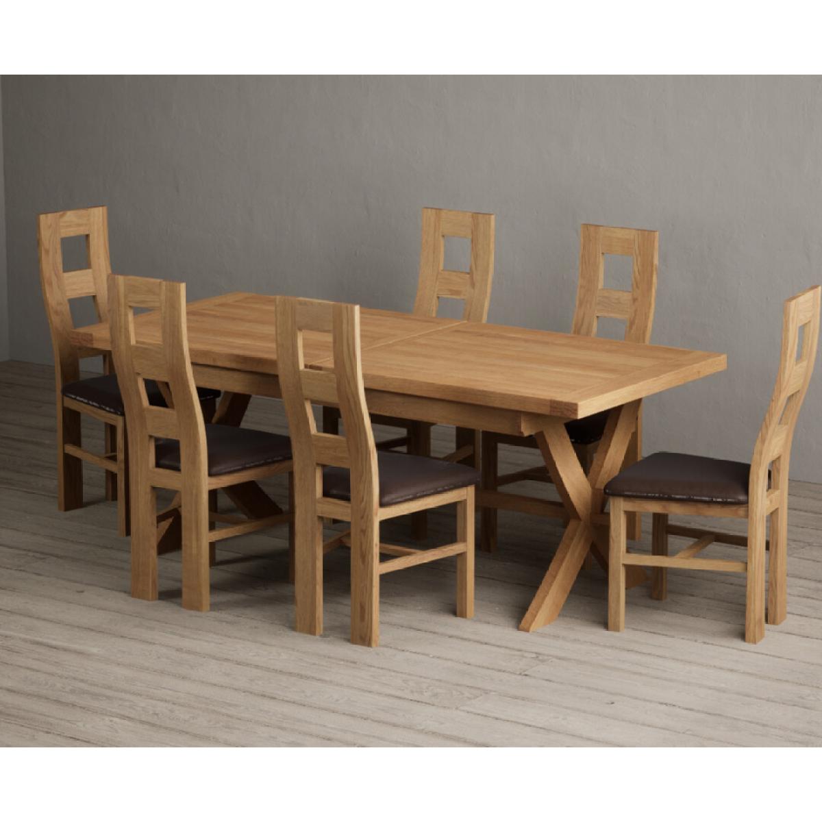 Extending Buckley 200cm Solid Oak Dining Table with 10 Linen Natural Chairs – image 13