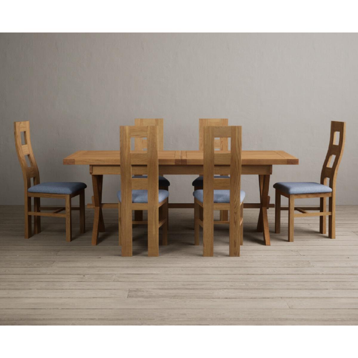 Extending Buckley 200cm Solid Oak Dining Table with 10 Linen Natural Chairs – image 17