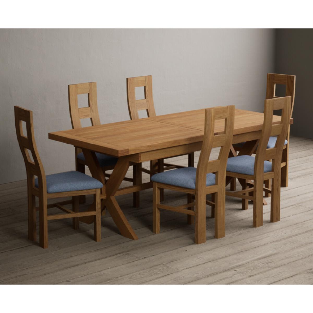 Extending Buckley 200cm Solid Oak Dining Table with 10 Linen Natural Chairs – image 18