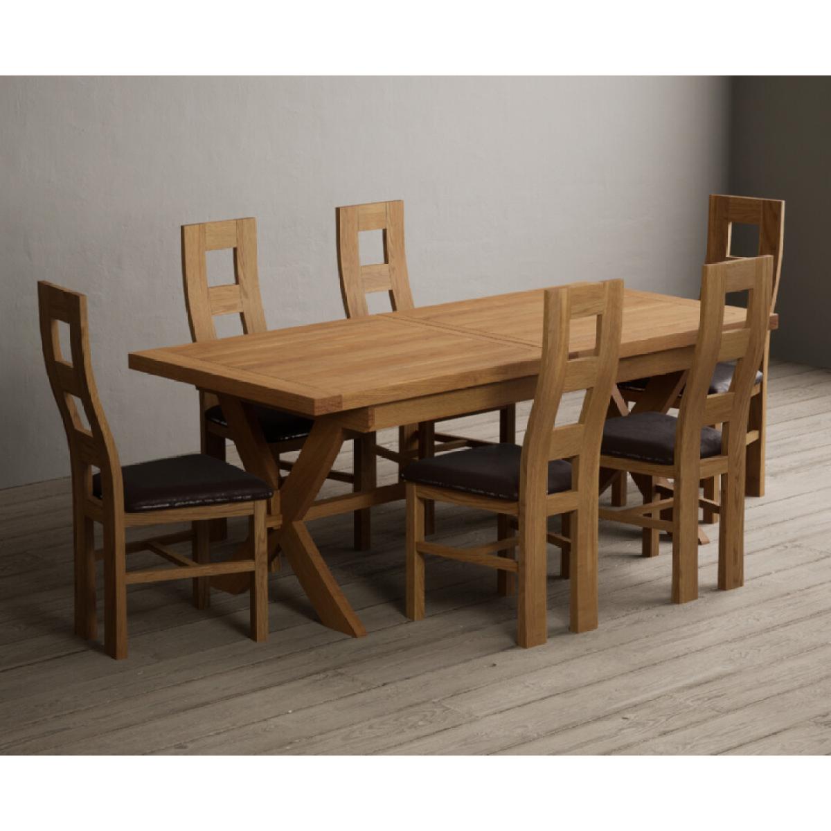 Extending Buckley 200cm Solid Oak Dining Table with 10 Linen Natural Chairs – image 3