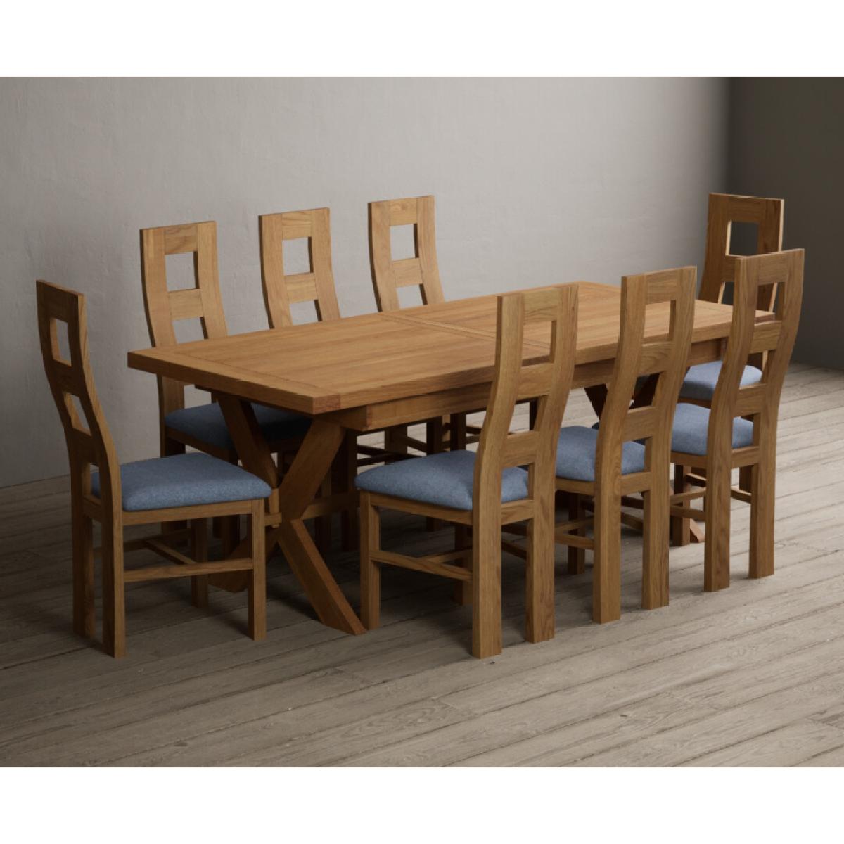 Extending Buckley 200cm Solid Oak Dining Table with 10 Linen Natural Chairs – image 21
