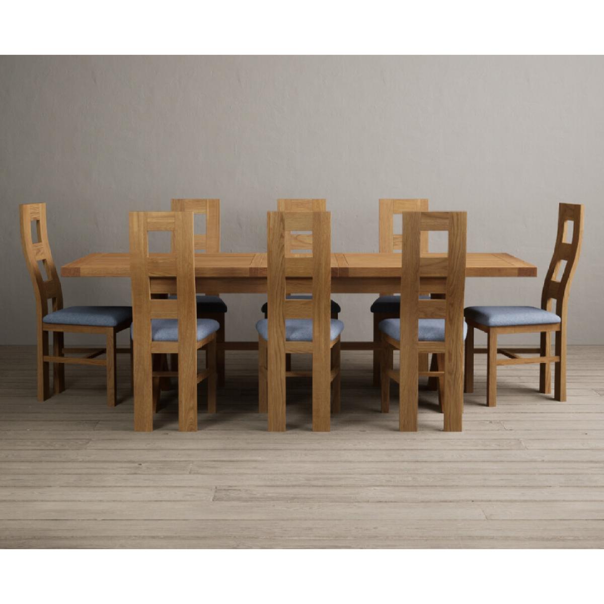 Extending Buckley 200cm Solid Oak Dining Table with 10 Linen Natural Chairs – image 23