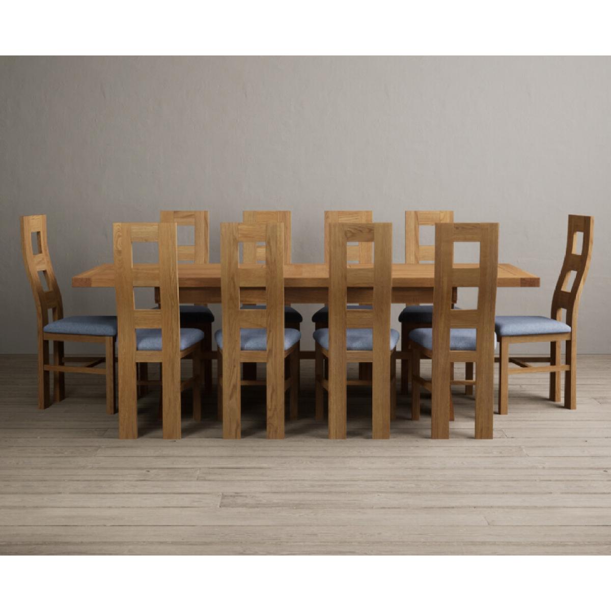 Extending Buckley 200cm Solid Oak Dining Table with 10 Linen Natural Chairs – image 26