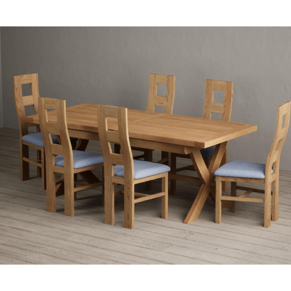 Extending Buckley 200cm Solid Oak Dining Table with 10 Linen Natural Chairs – image 28