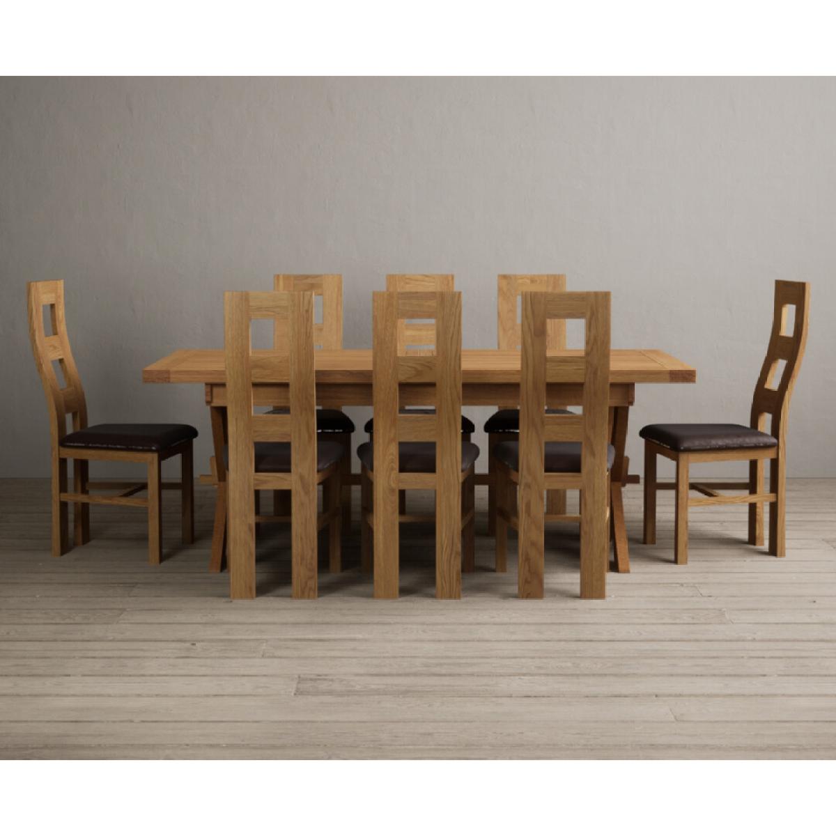 Extending Buckley 200cm Solid Oak Dining Table with 10 Linen Natural Chairs – image 5