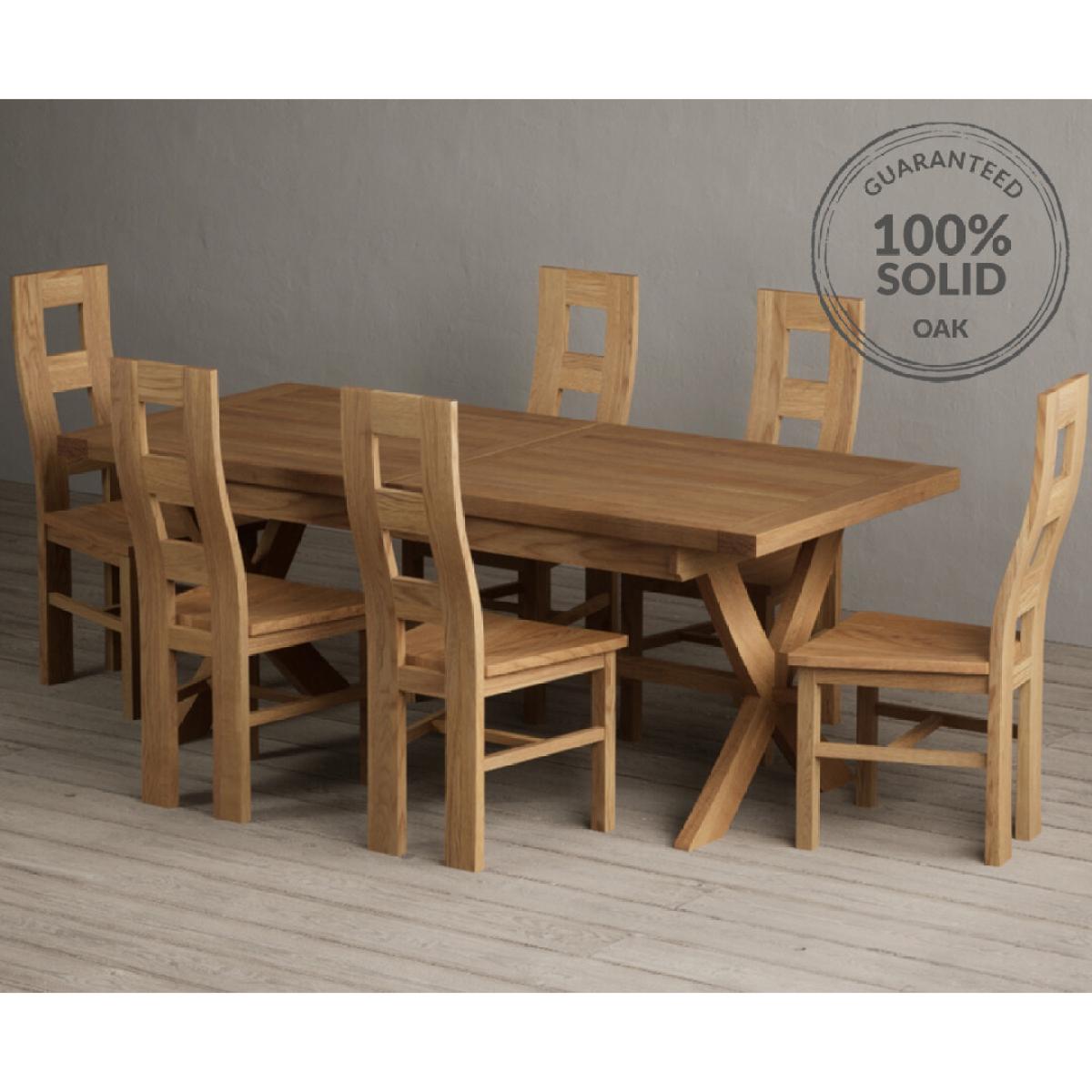 Extending Buckley 200cm Solid Oak Dining Table with 10 Linen Natural Chairs – image 45