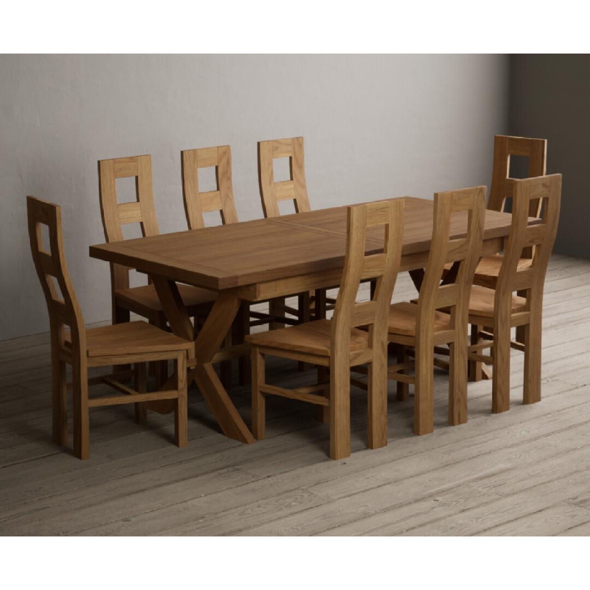 Extending Buckley 200cm Solid Oak Dining Table with 10 Linen Natural Chairs – image 50