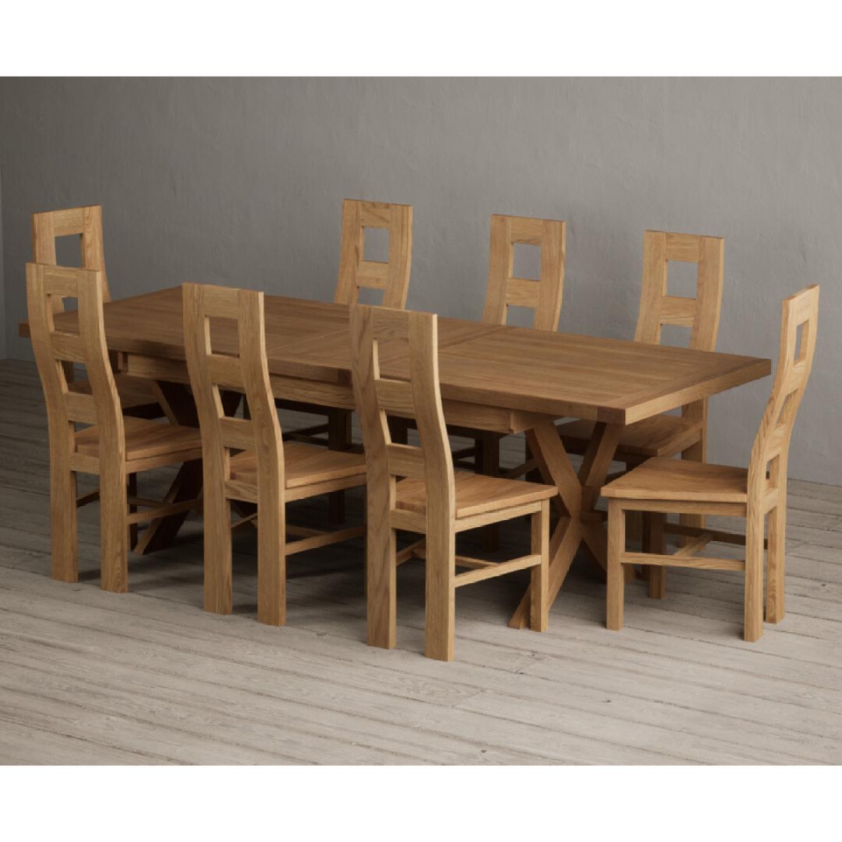 Extending Buckley 200cm Solid Oak Dining Table with 10 Linen Natural Chairs – image 51