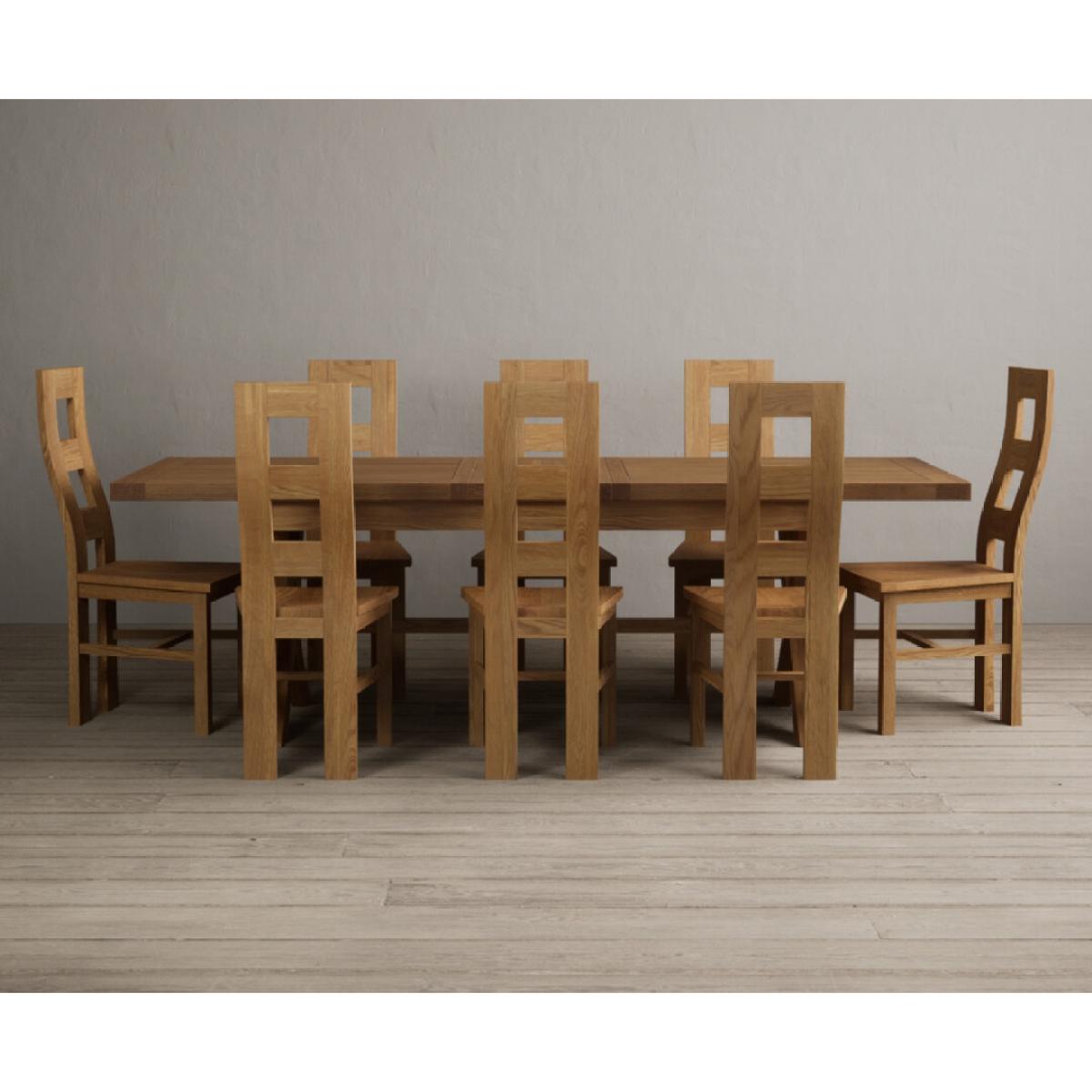 Extending Buckley 200cm Solid Oak Dining Table with 10 Linen Natural Chairs – image 52