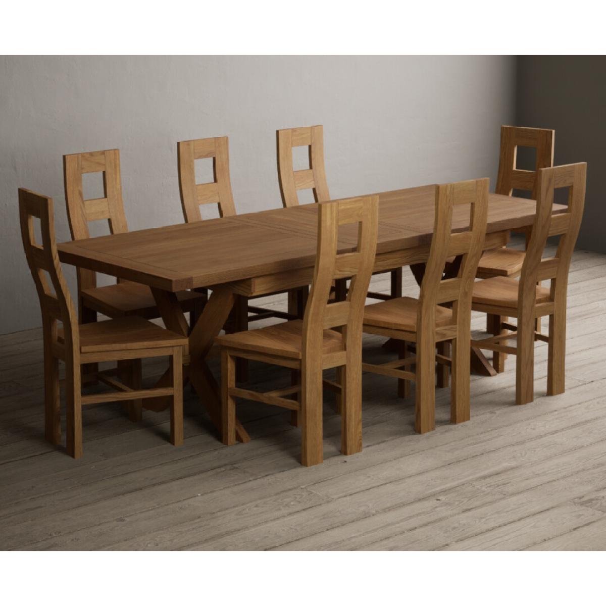 Extending Buckley 200cm Solid Oak Dining Table with 10 Linen Natural Chairs – image 53