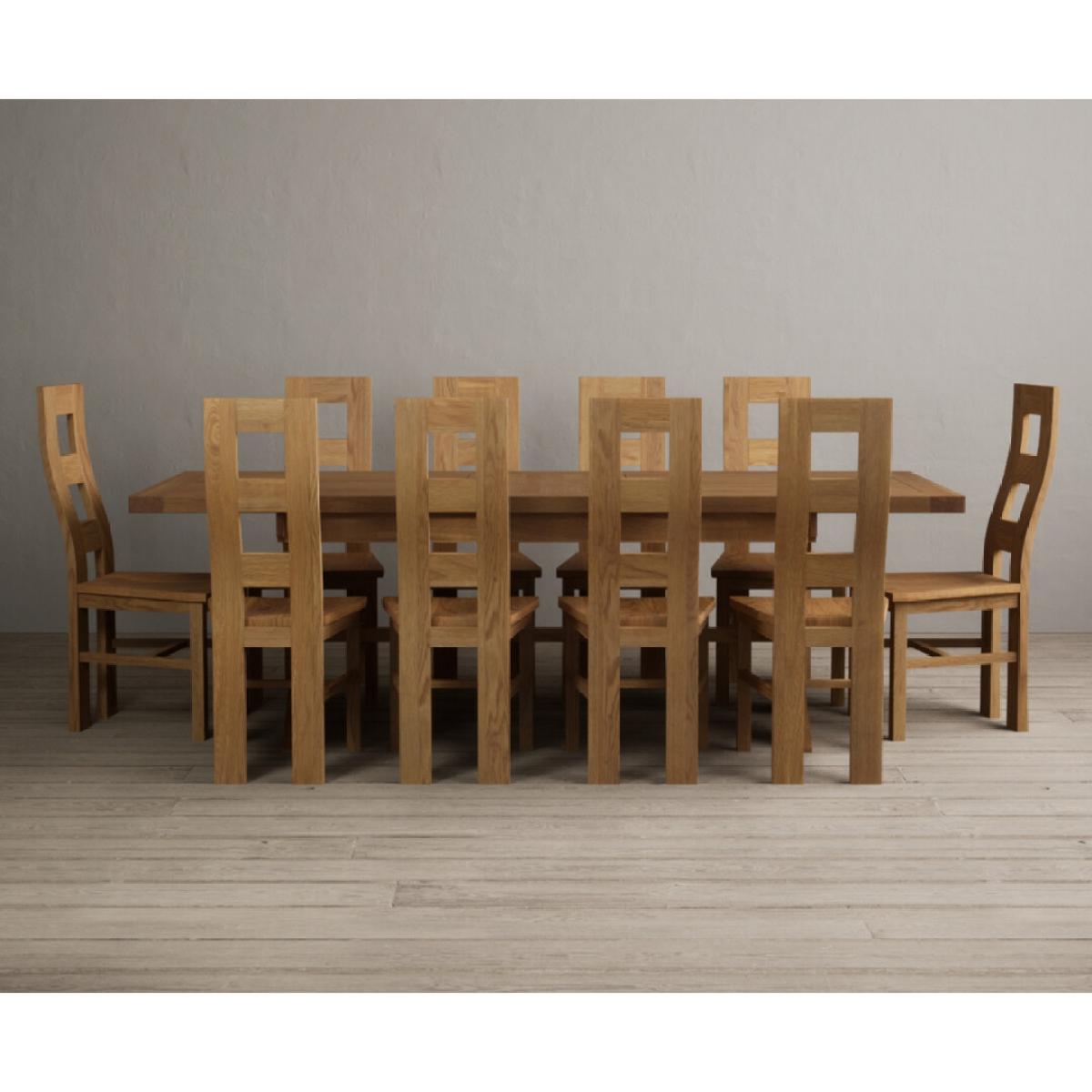 Extending Buckley 200cm Solid Oak Dining Table with 10 Linen Natural Chairs – image 55