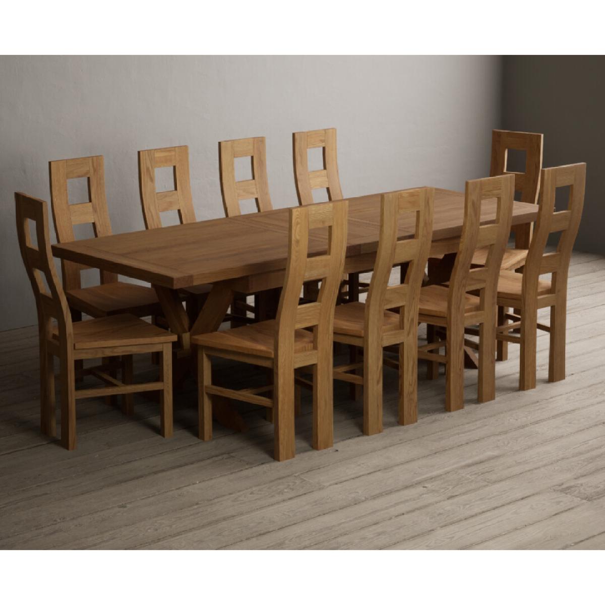 Extending Buckley 200cm Solid Oak Dining Table with 10 Linen Natural Chairs – image 56