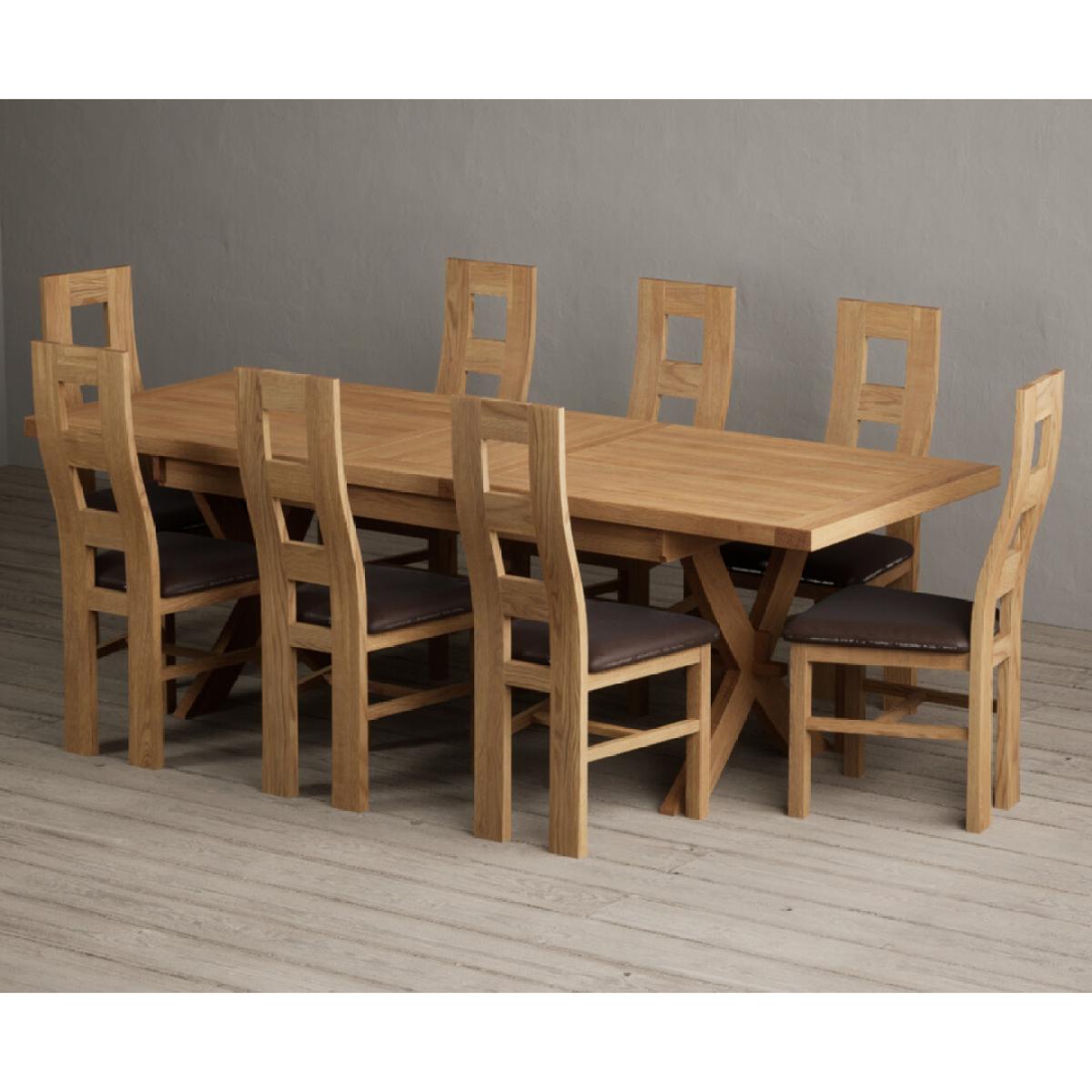 Extending Buckley 200cm Solid Oak Dining Table with 10 Linen Natural Chairs – image 7